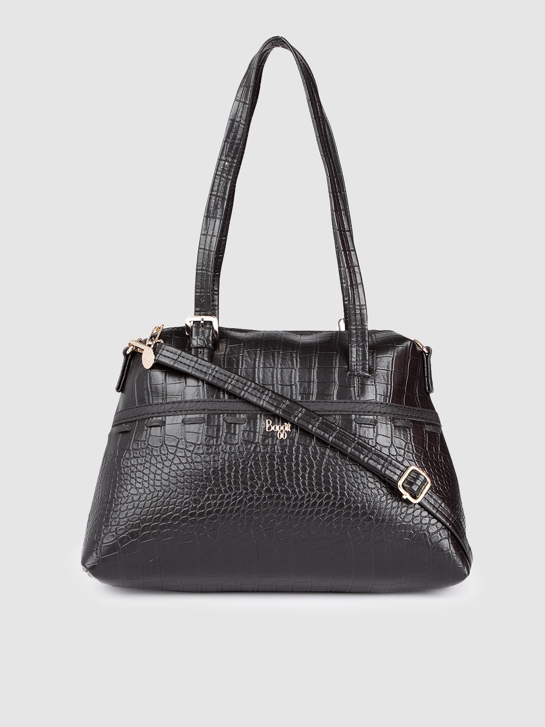 

Baggit Black Animal Textured Structured Shoulder Bag