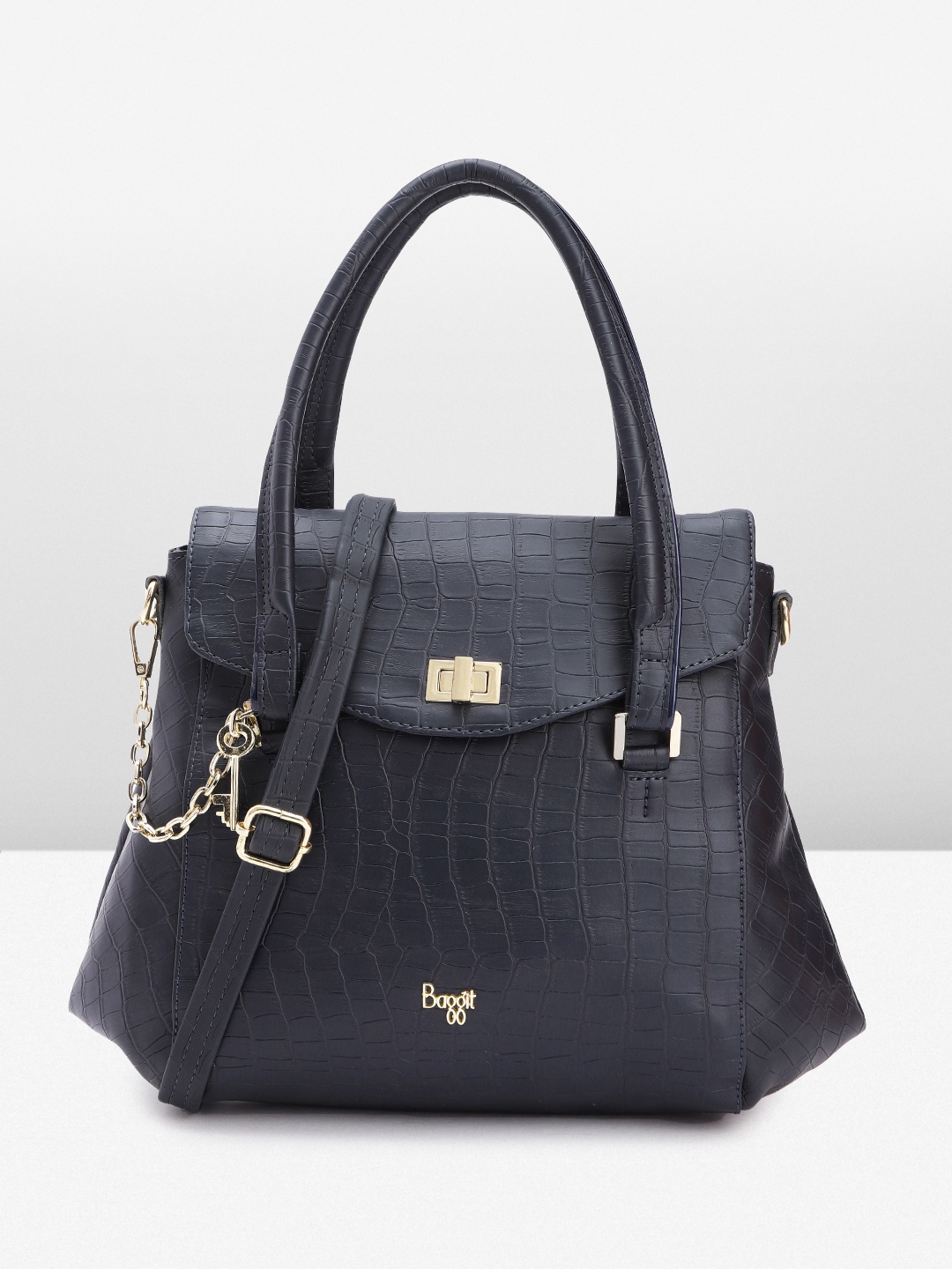 

Baggit Textured Handheld Bag, Navy blue