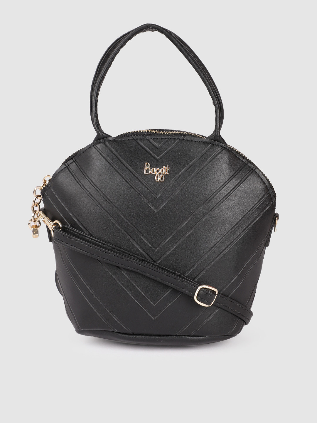 

Baggit Black Self Design Structured Sling Bag