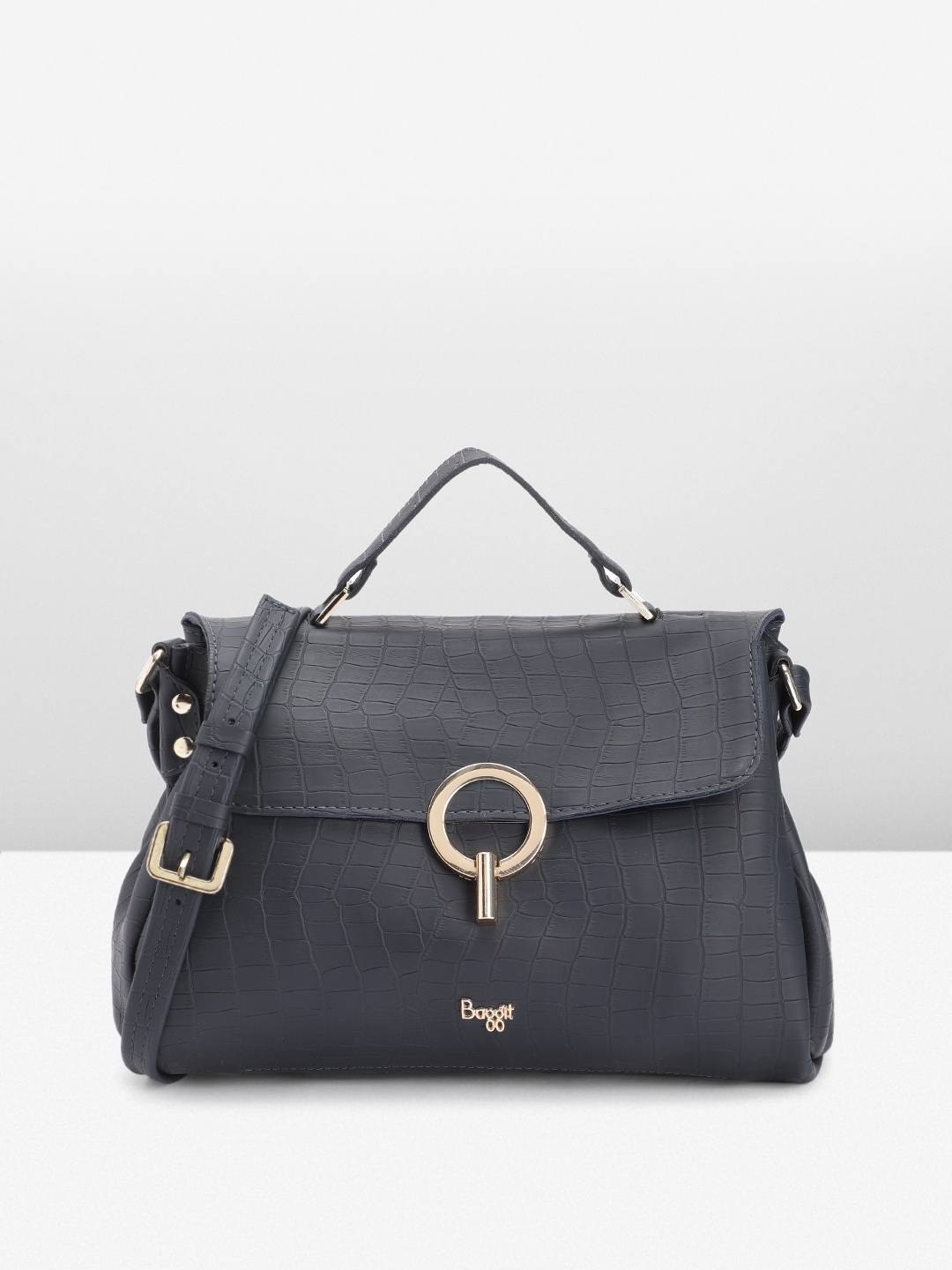 

Baggit Women Textured Satchel, Navy blue