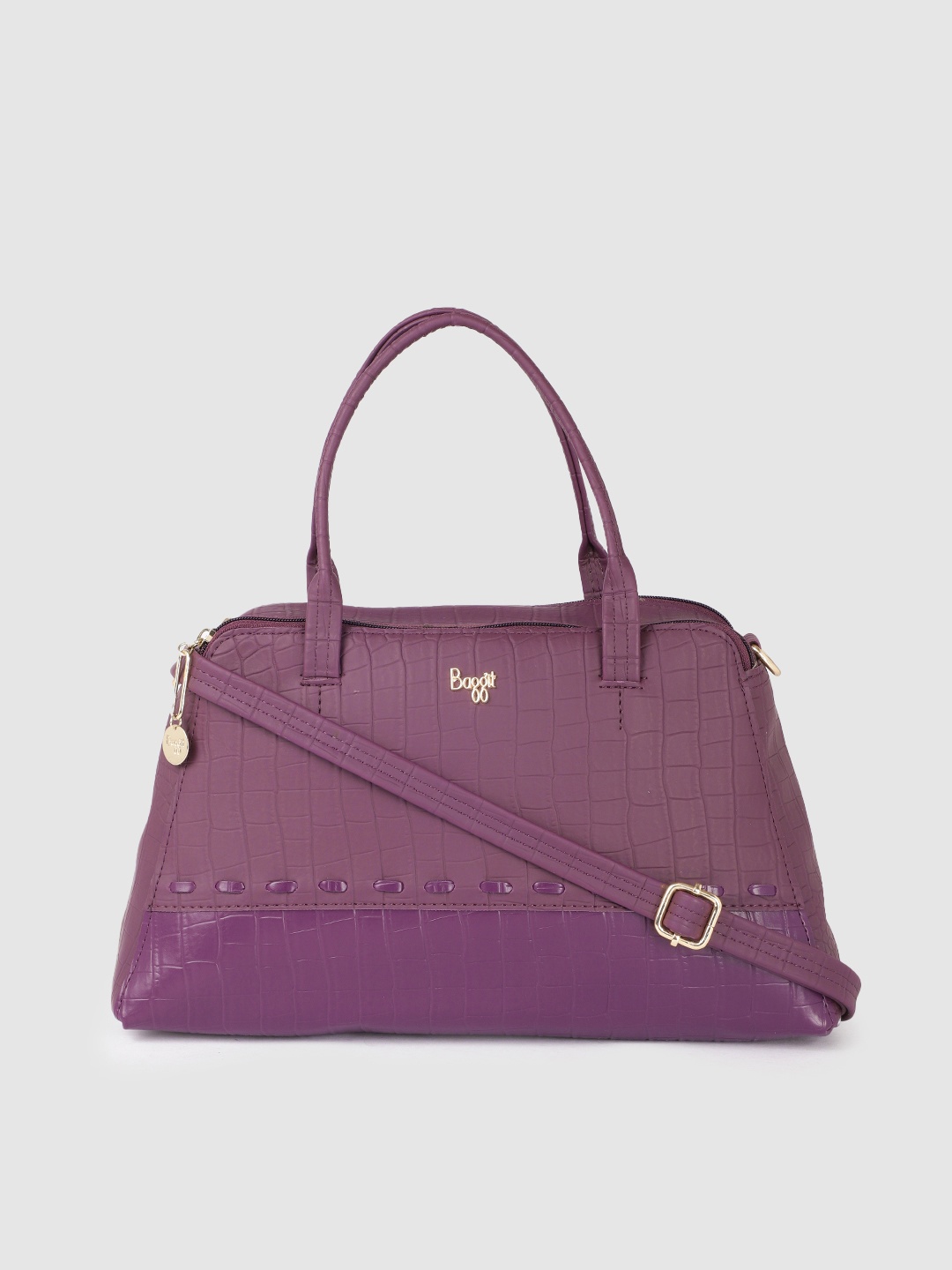 

Baggit Purple Textured Structured Handheld Bag