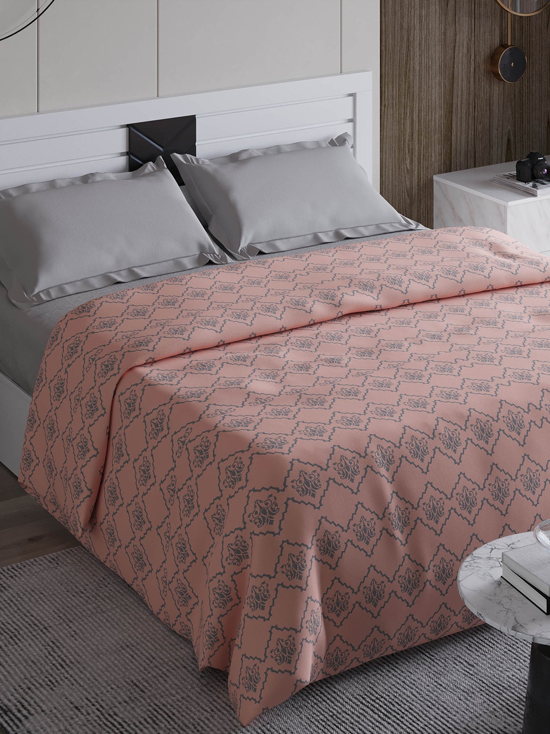 

Home Centre Printed Summer 233 GSM Double Bed Blanket, Peach