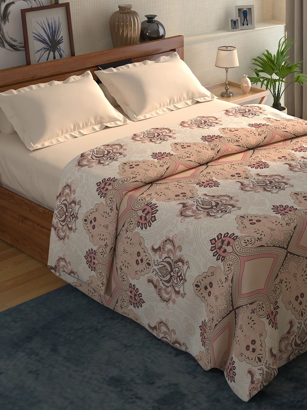 

Home Centre Printed Summer 233 GSM Double Bed Blanket, Cream