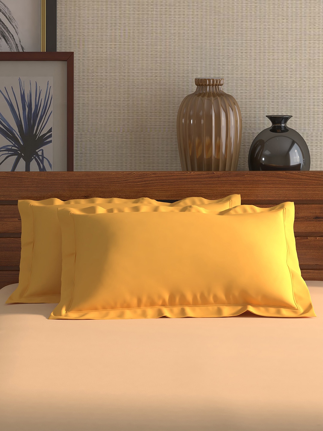 

Home Centre Set of 2 Solid Pillow Covers, Yellow