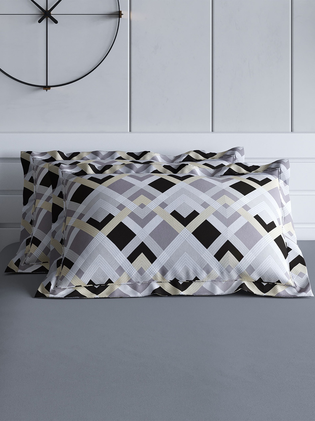 

Home Centre Set of 2 Printed Pillow Covers, Grey