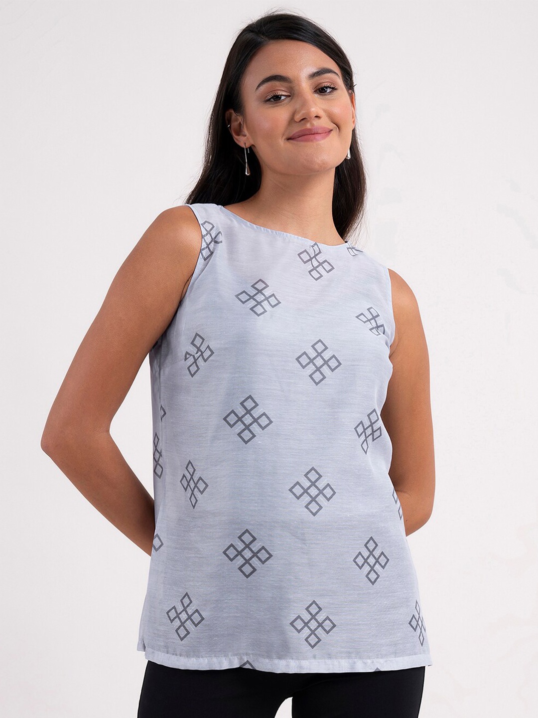 

FableStreet Floral Print Top, Grey