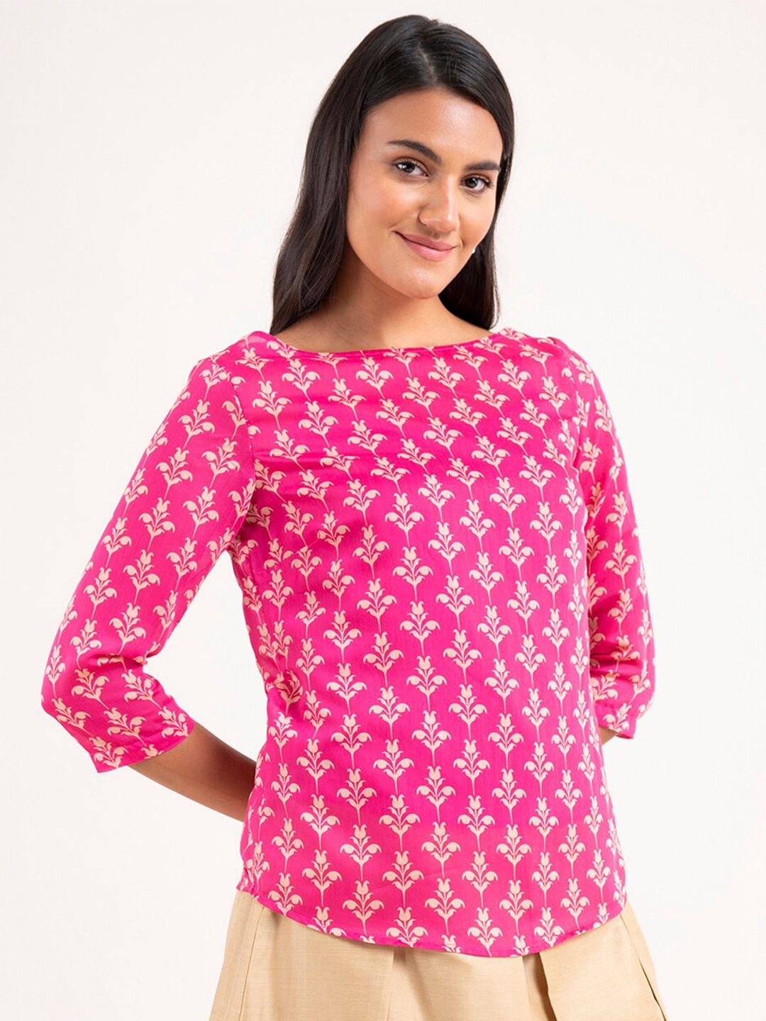 

FableStreet Ethnic Motif Print Top, Pink