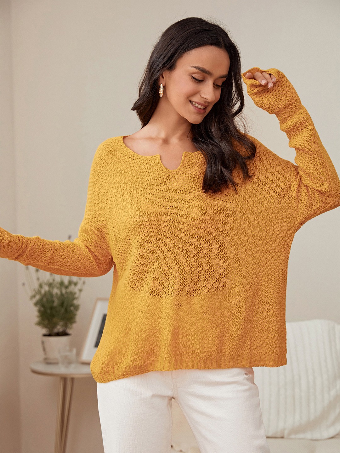 

URBANIC Women Solid Pullover, Yellow