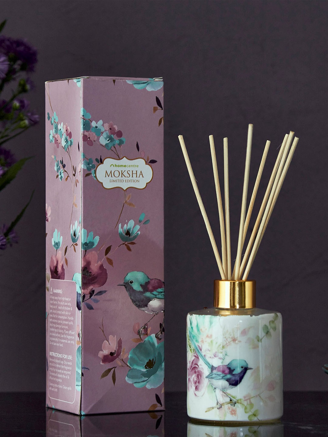 

Home Centre Mauve Printed Enamel Reed Diffuser, Purple