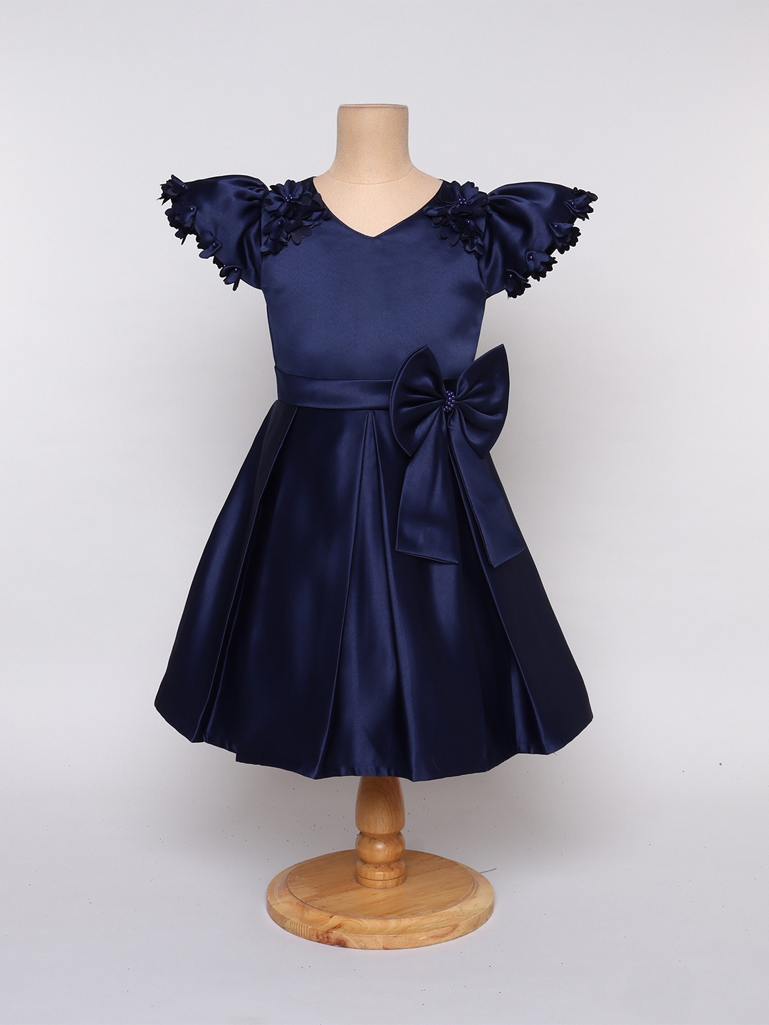 

The Magic Wand Kids Girls Solid Flutter Sleeve Dress, Navy blue