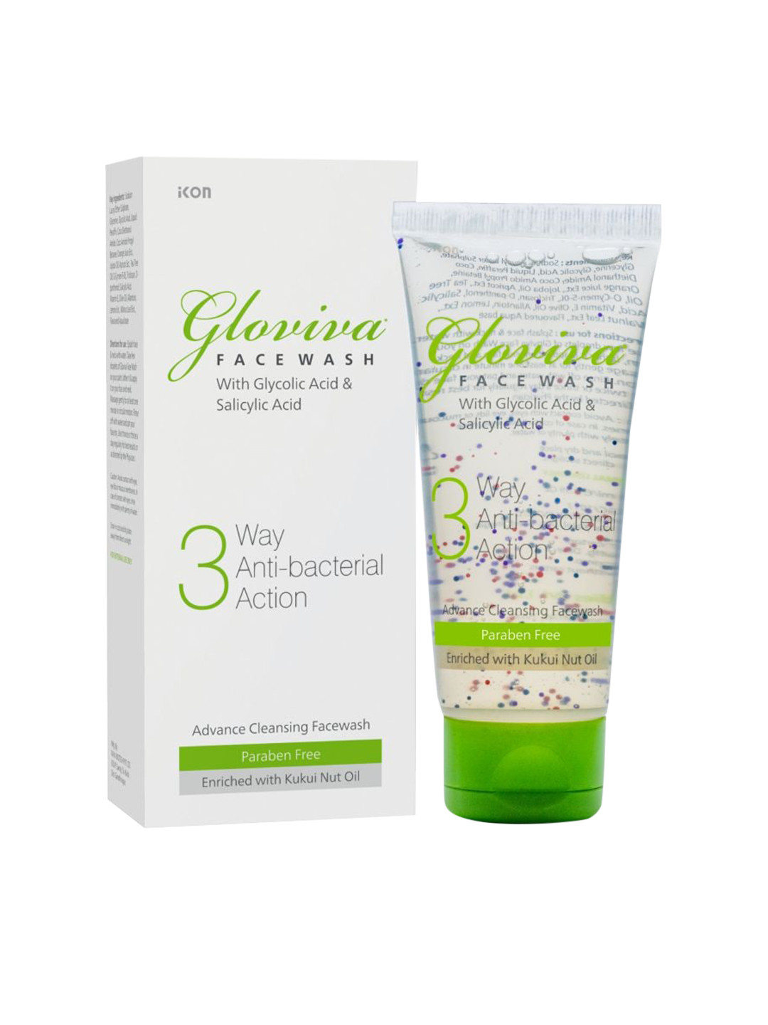 

Gloviva 3 Way Anti-Bacterial Action Advance Cleansing Face Wash with Kukui Nut Oil - 100ml, Green