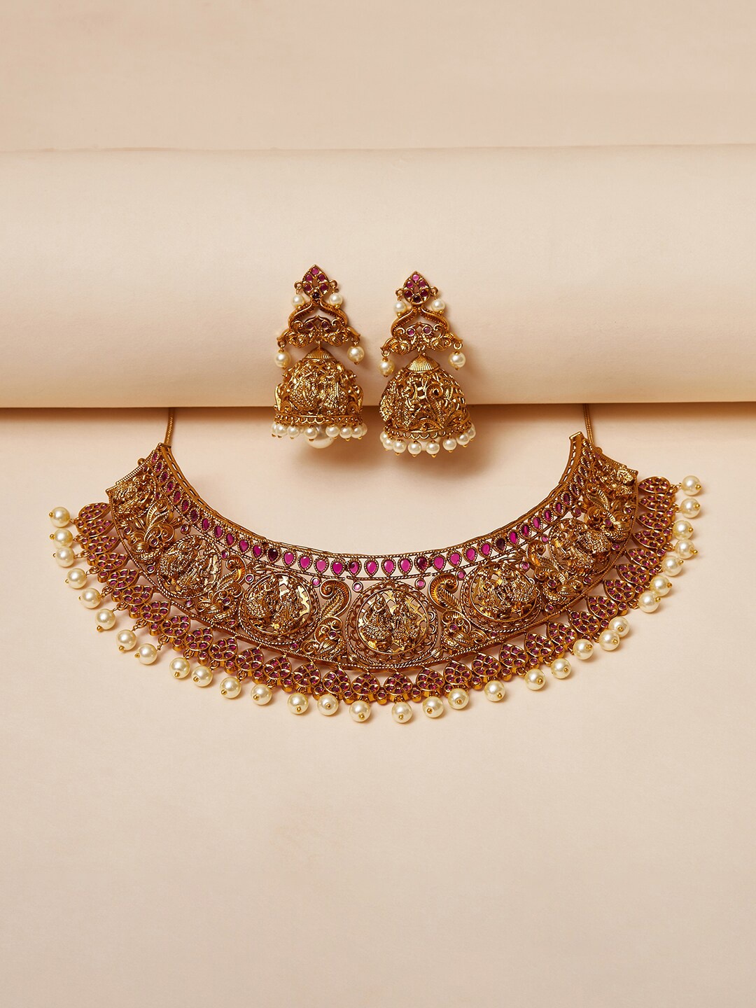 

Voylla Pearl Beaded Jewellery Set, Gold