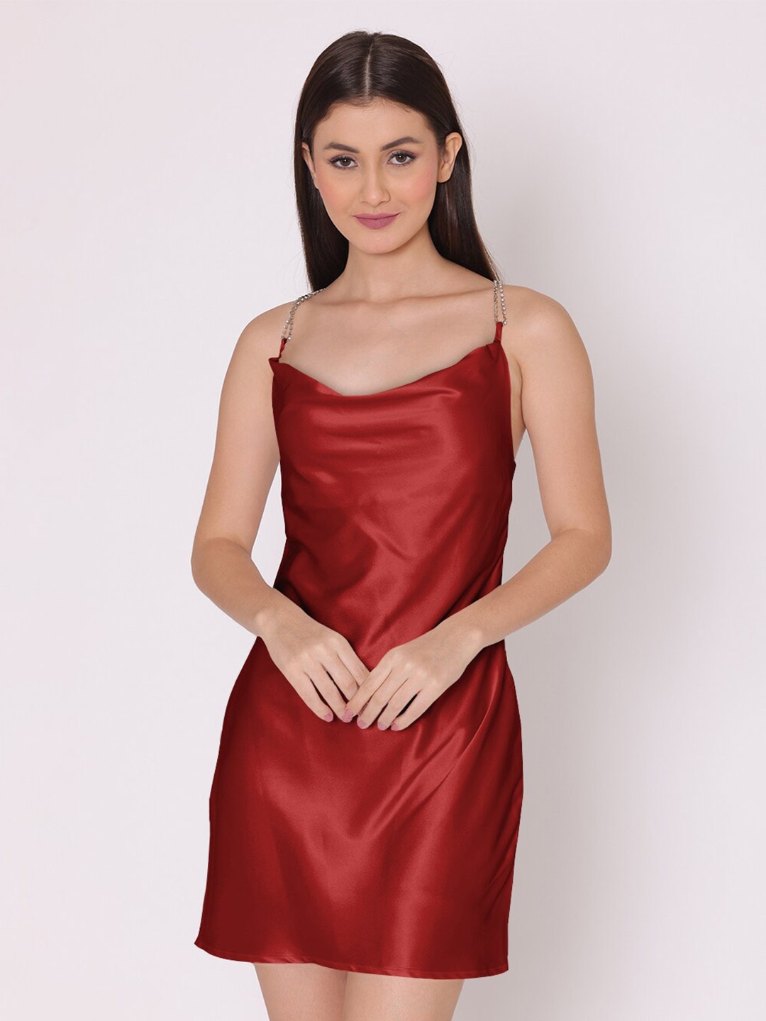 

Dressberry Satin Sheath Mini Dress, Red
