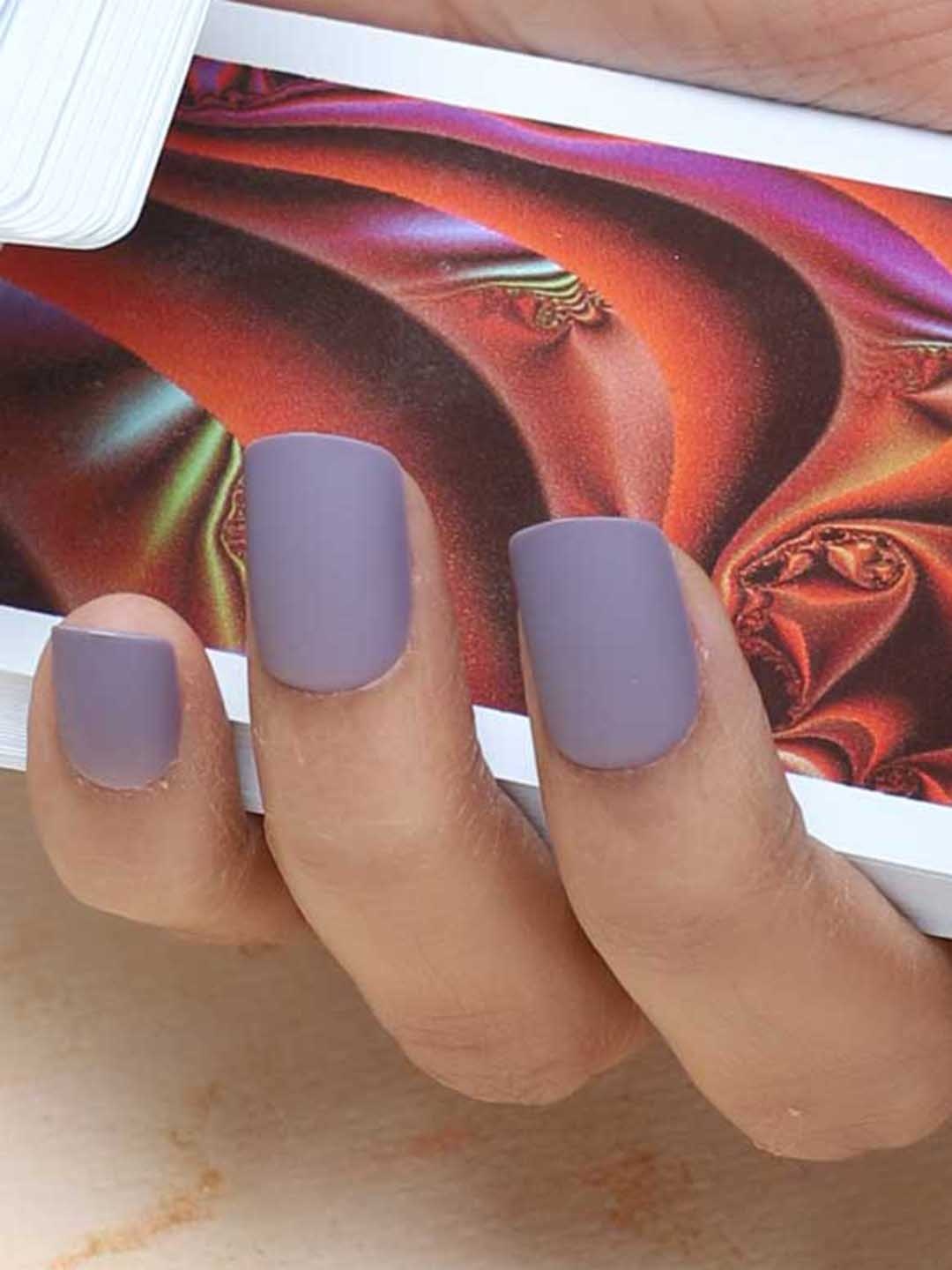 

LICK 24 Pcs Matte Square Fake Artificial Press On Nails - Purple