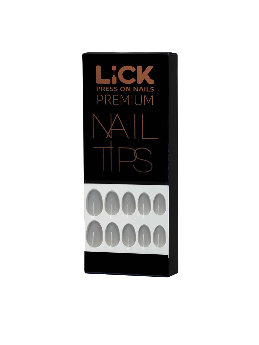 

LICK Set Of 12 Oval Shape Artificial Reusable Nails With Application Kit, Grey
