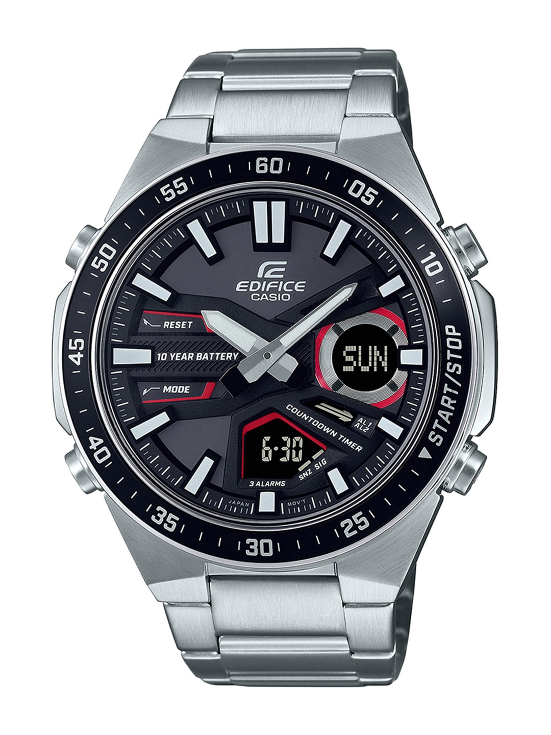 

CASIO Men EDifice EFV-C110D-1A4VDF Black Ana-Digi Dial Silver Stainless Steel Band ED551