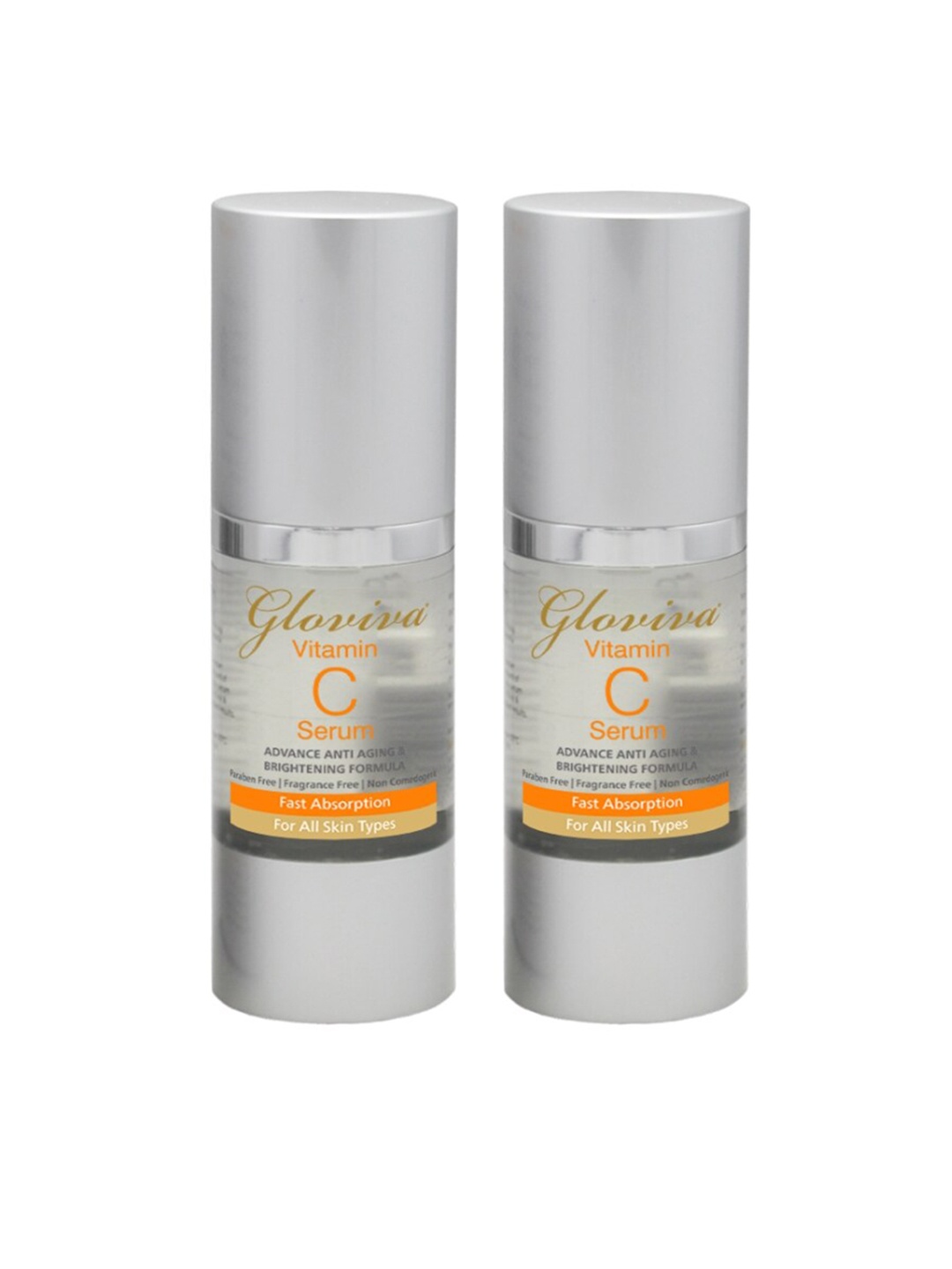 

Gloviva Set Of 2 Advance Anti-Aging Fast Absorption Vitamin C Face Serum - 30 ml Each, Silver