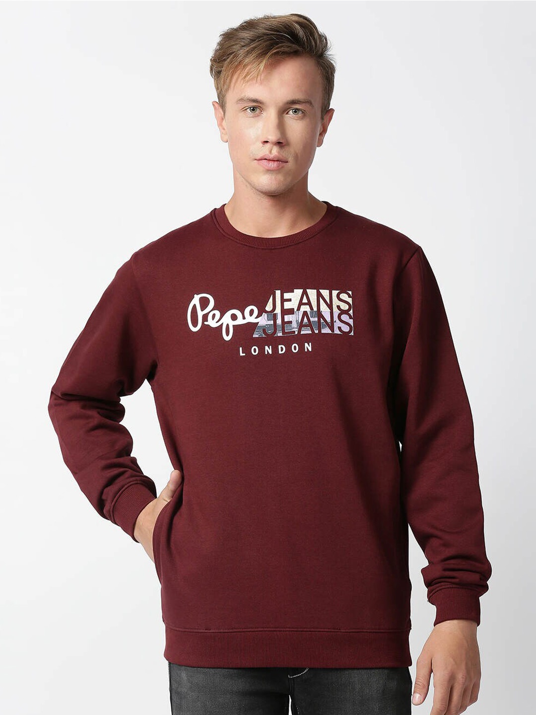 

Pepe Jeans Men Red Printed Sweatshirt