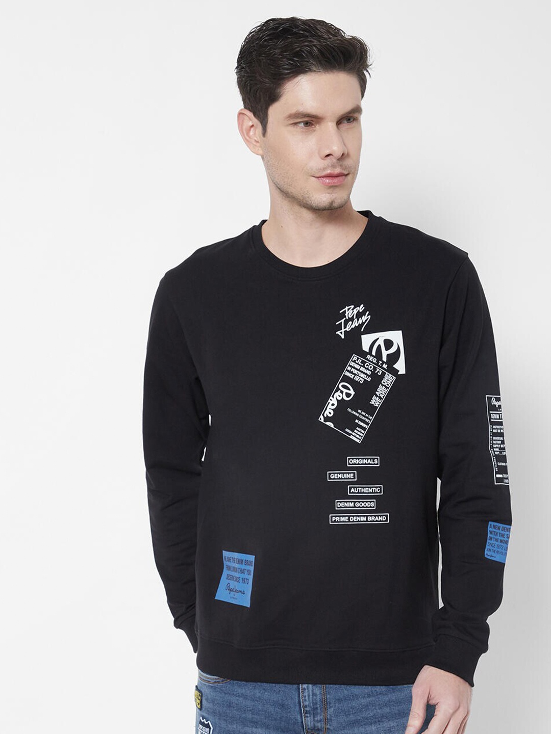 

Pepe Jeans Men Black Printed Sweatshirt