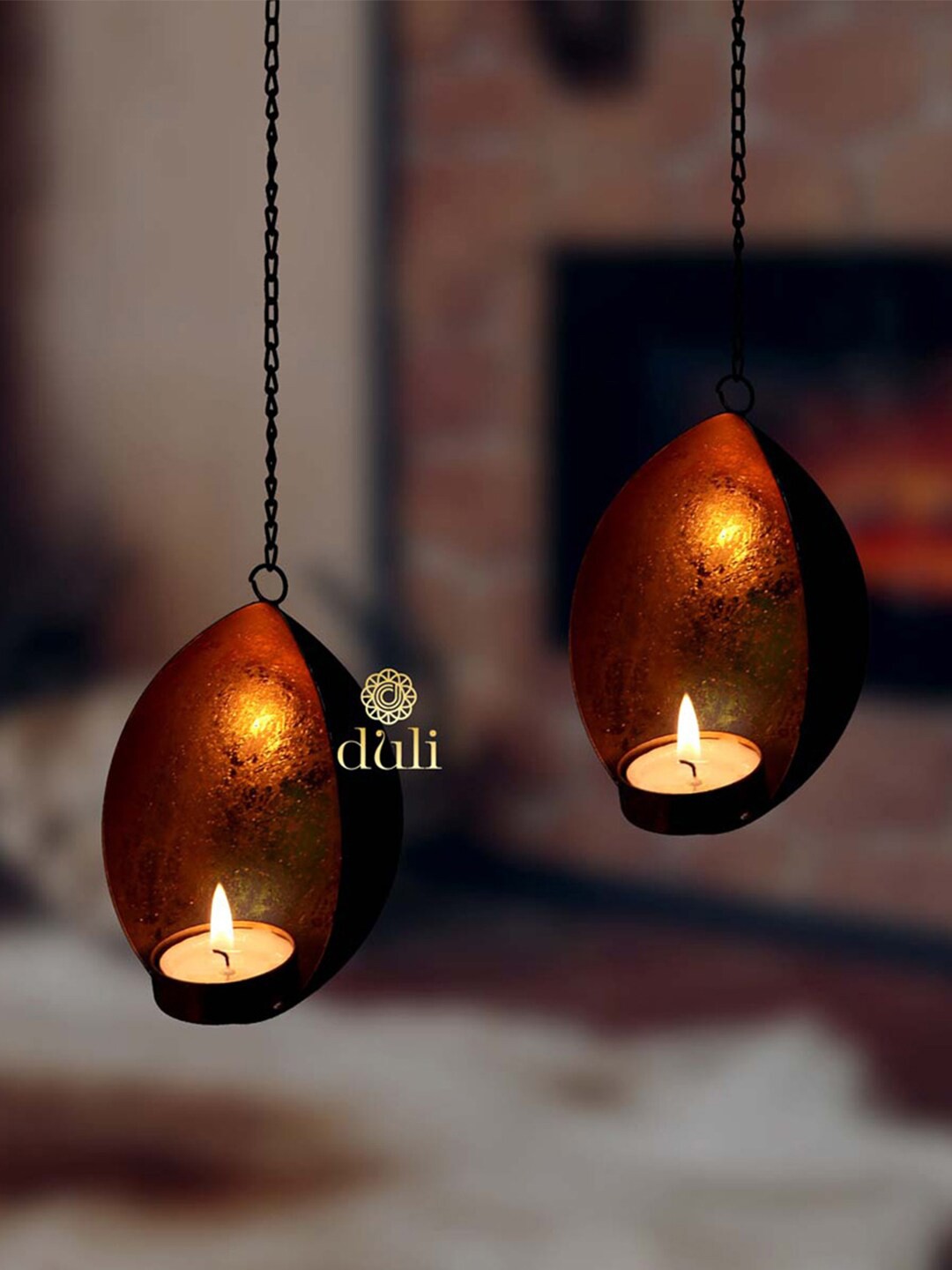 

DULI Set Of 2 Metal Candle Holders, Black