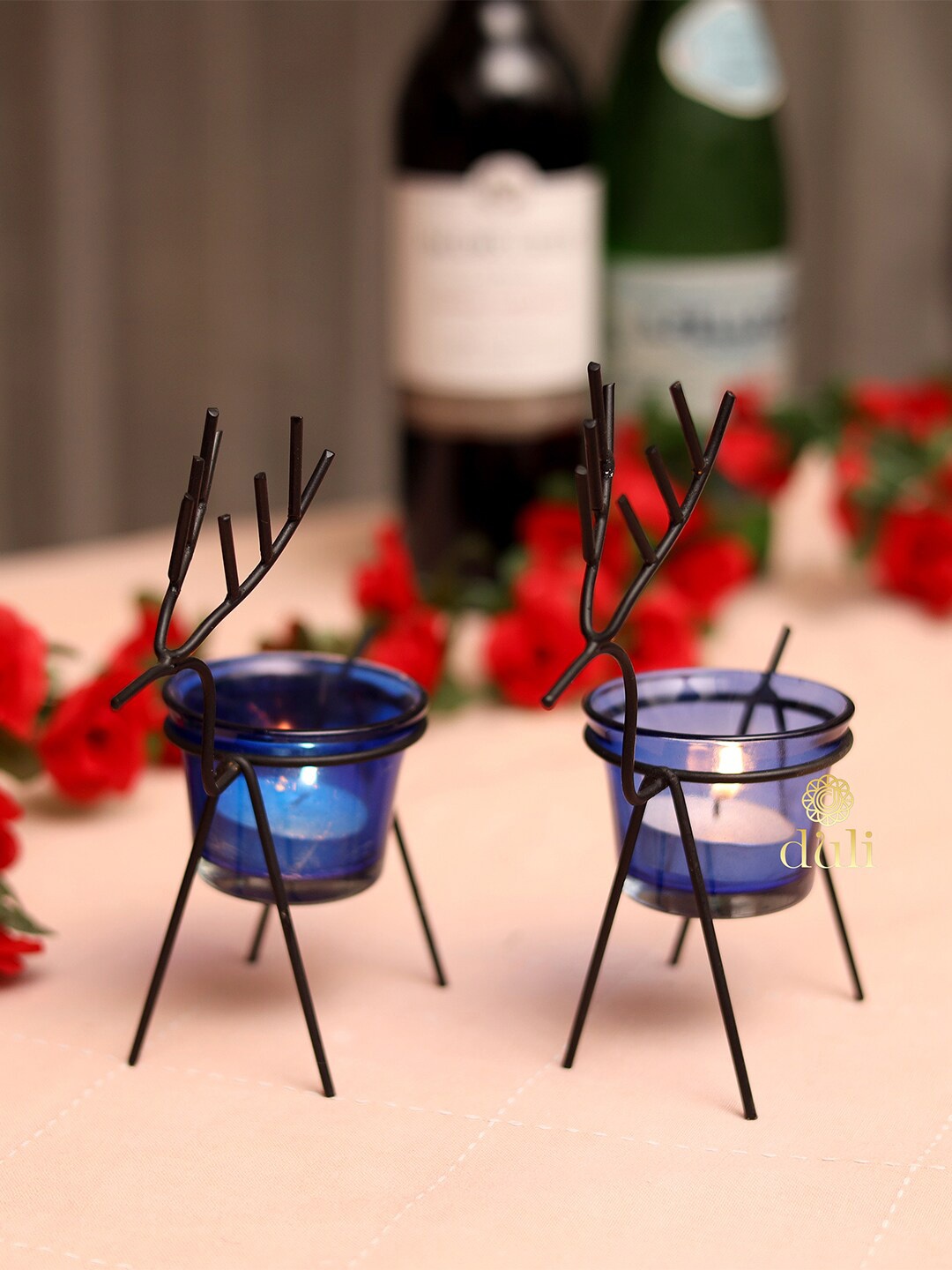 

DULI Set of 4 Black & Blue Candle Holders