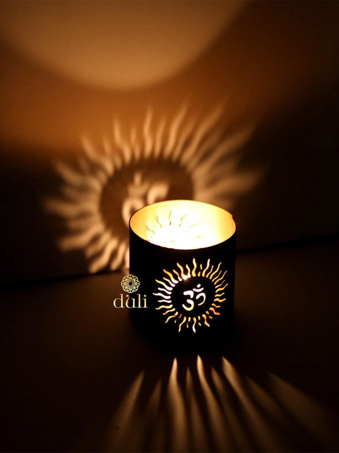 DULI Black Om Design Votive Tealight Candle Holder