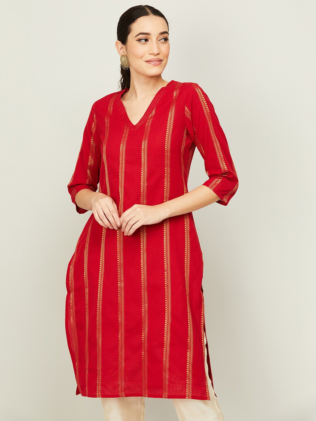 

Melange by Lifestyle Women Red Thread Work Kurta