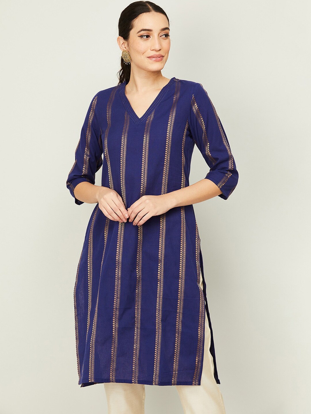 

Melange by Lifestyle Women Blue Thread Work Kurta