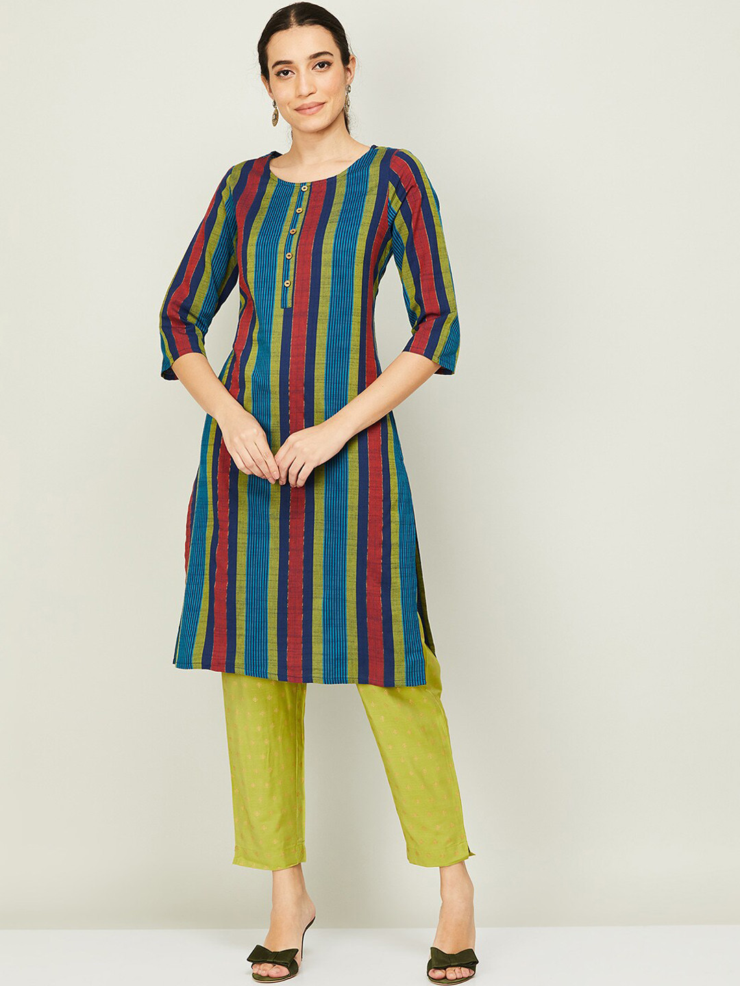 

Melange by Lifestyle Women Blue Striped Kurta
