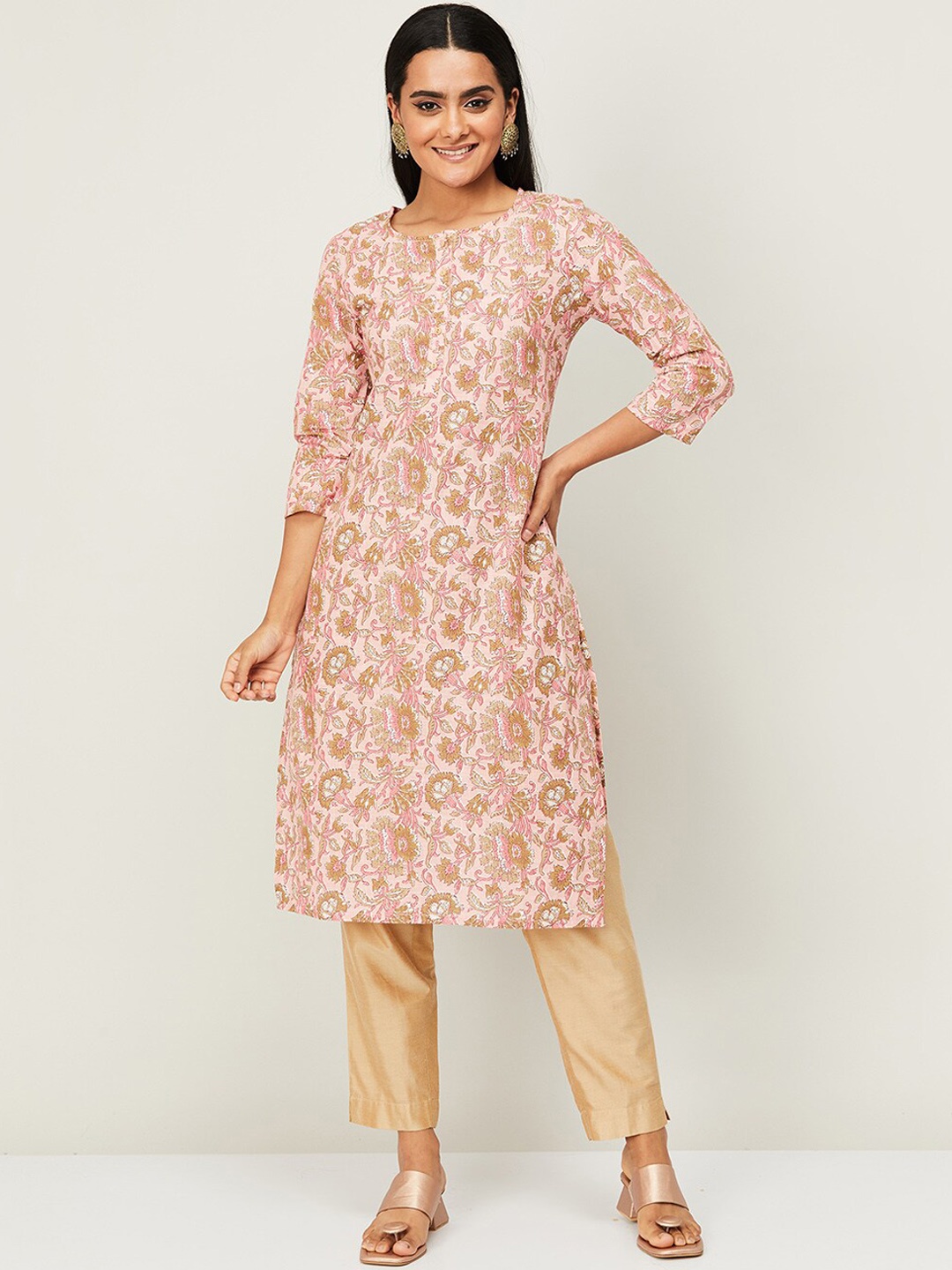 

Melange by Lifestyle Women Pink Ethnic Motifs Printed Kurta