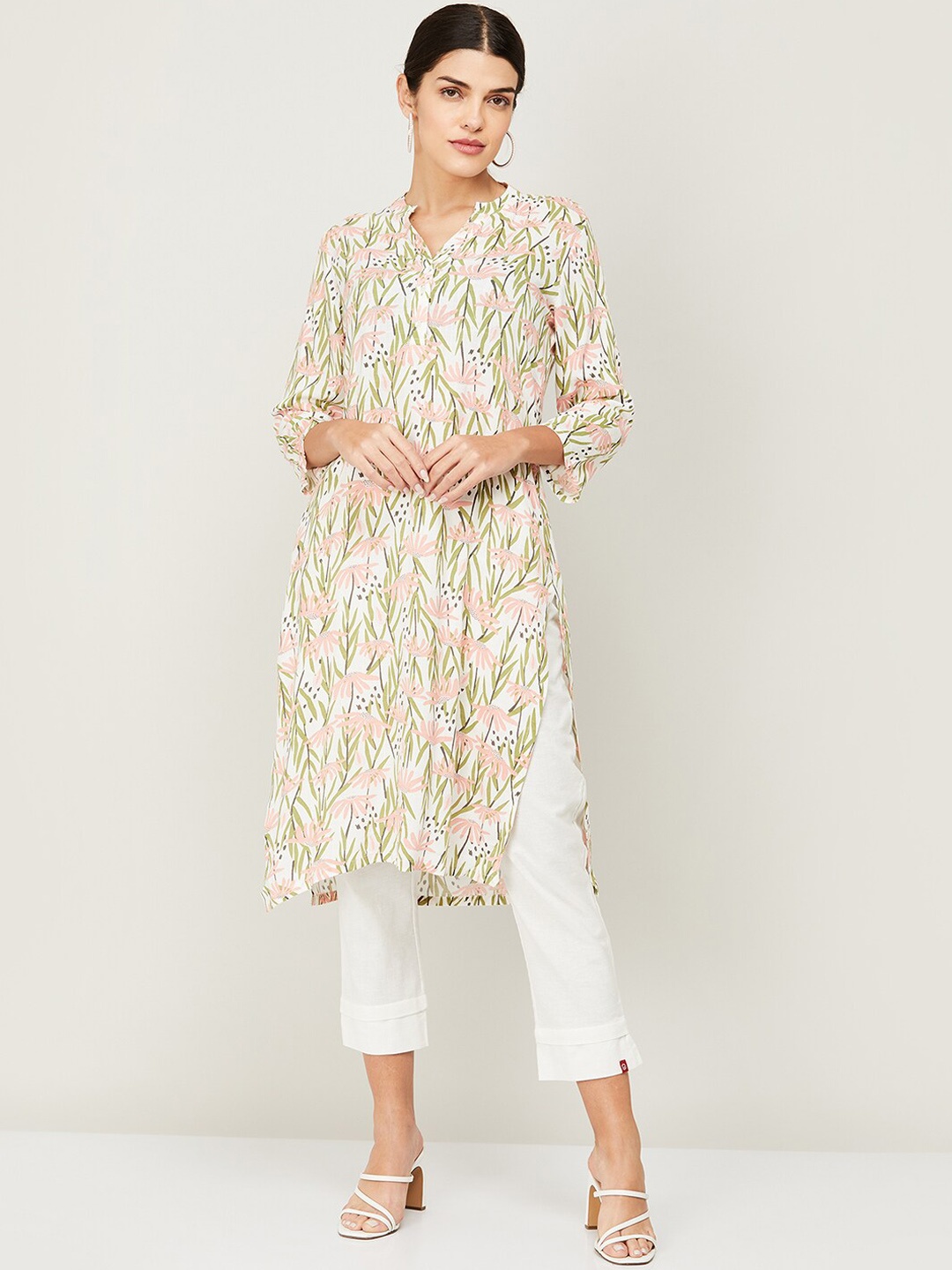 

Melange by Lifestyle Women White Striped Kurta
