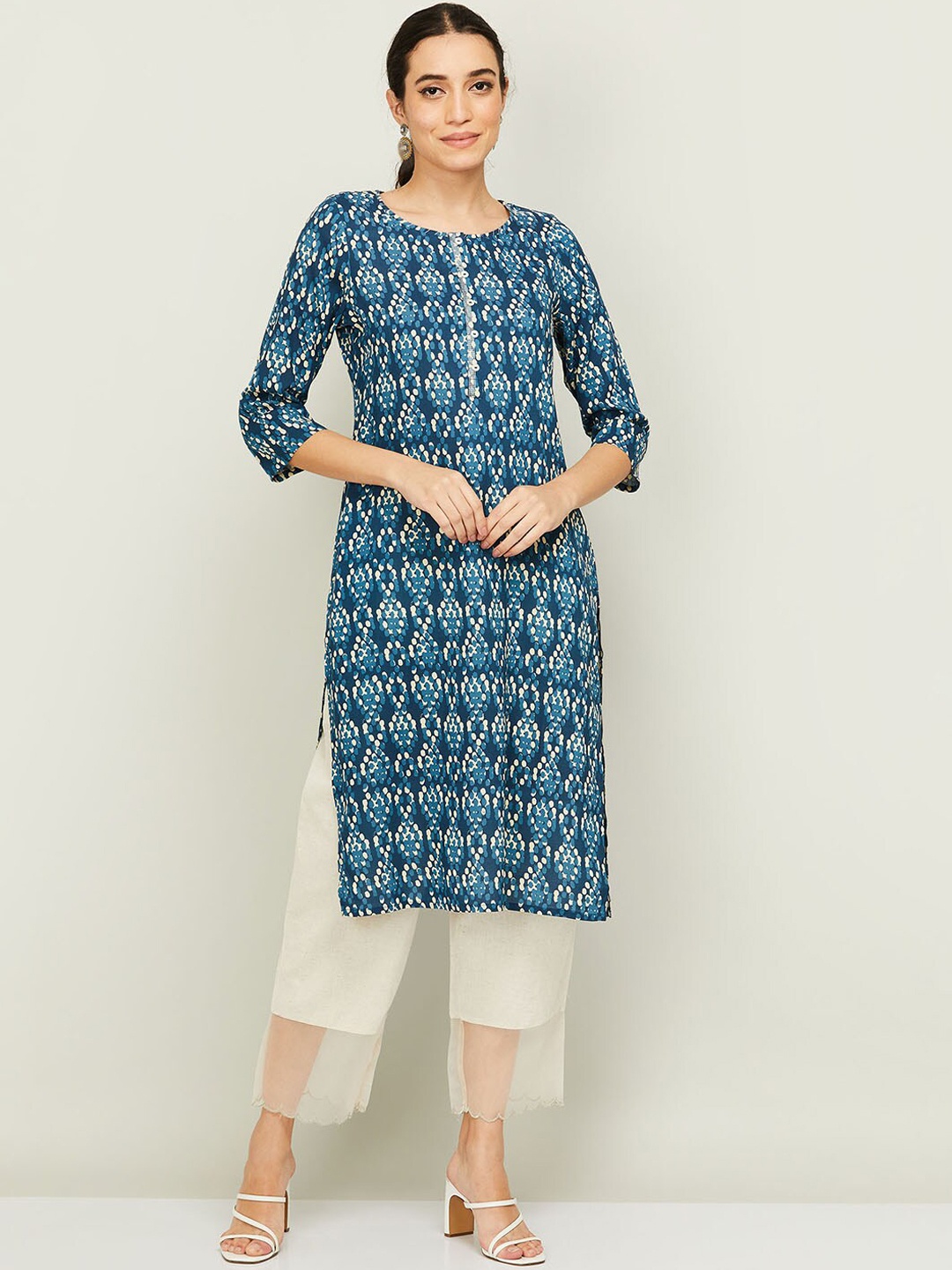 

Melange by Lifestyle Women Blue Printed Kurta