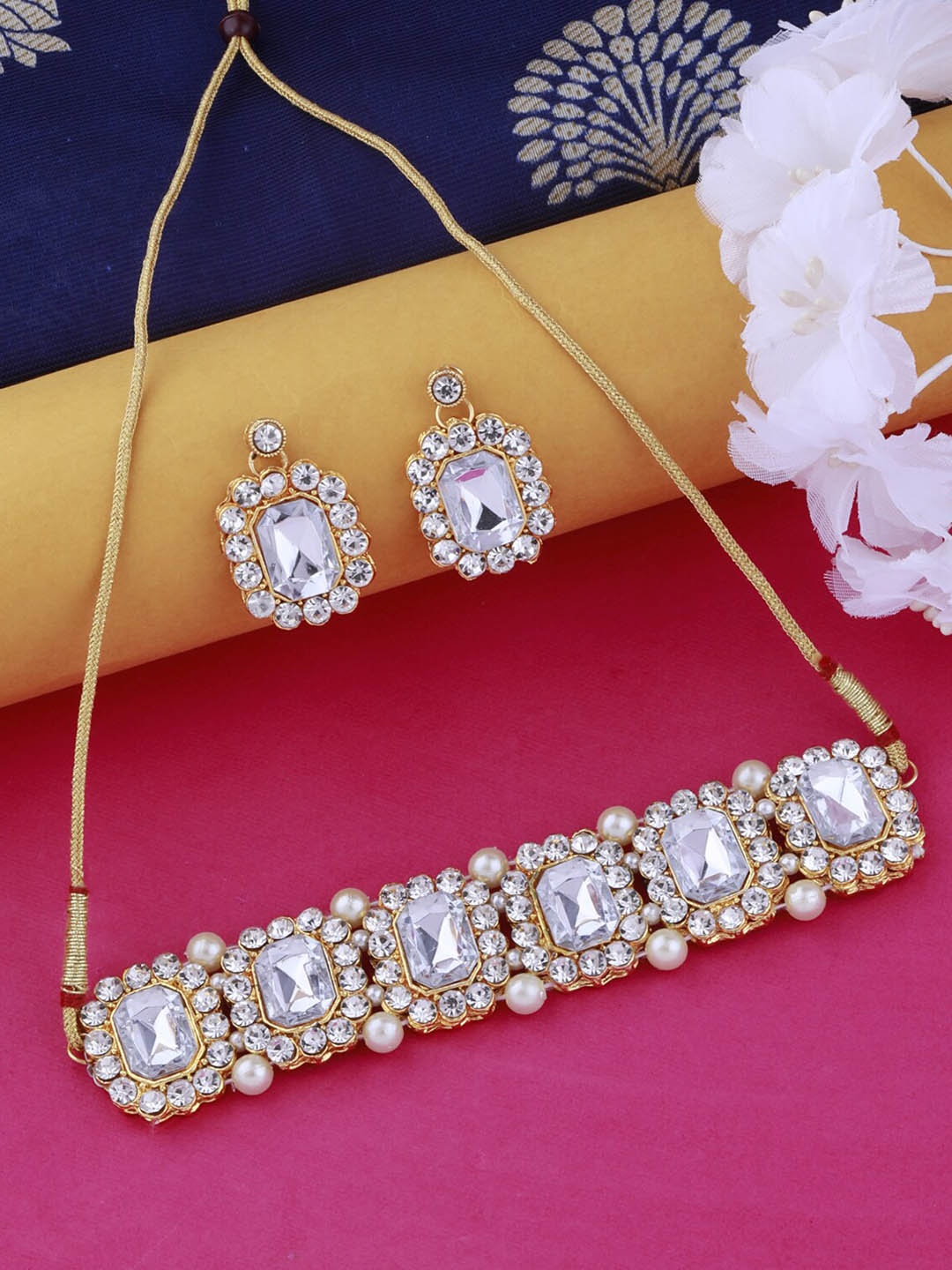 

Silver Shine Gold-Plated AD-Studded Jewellery Set