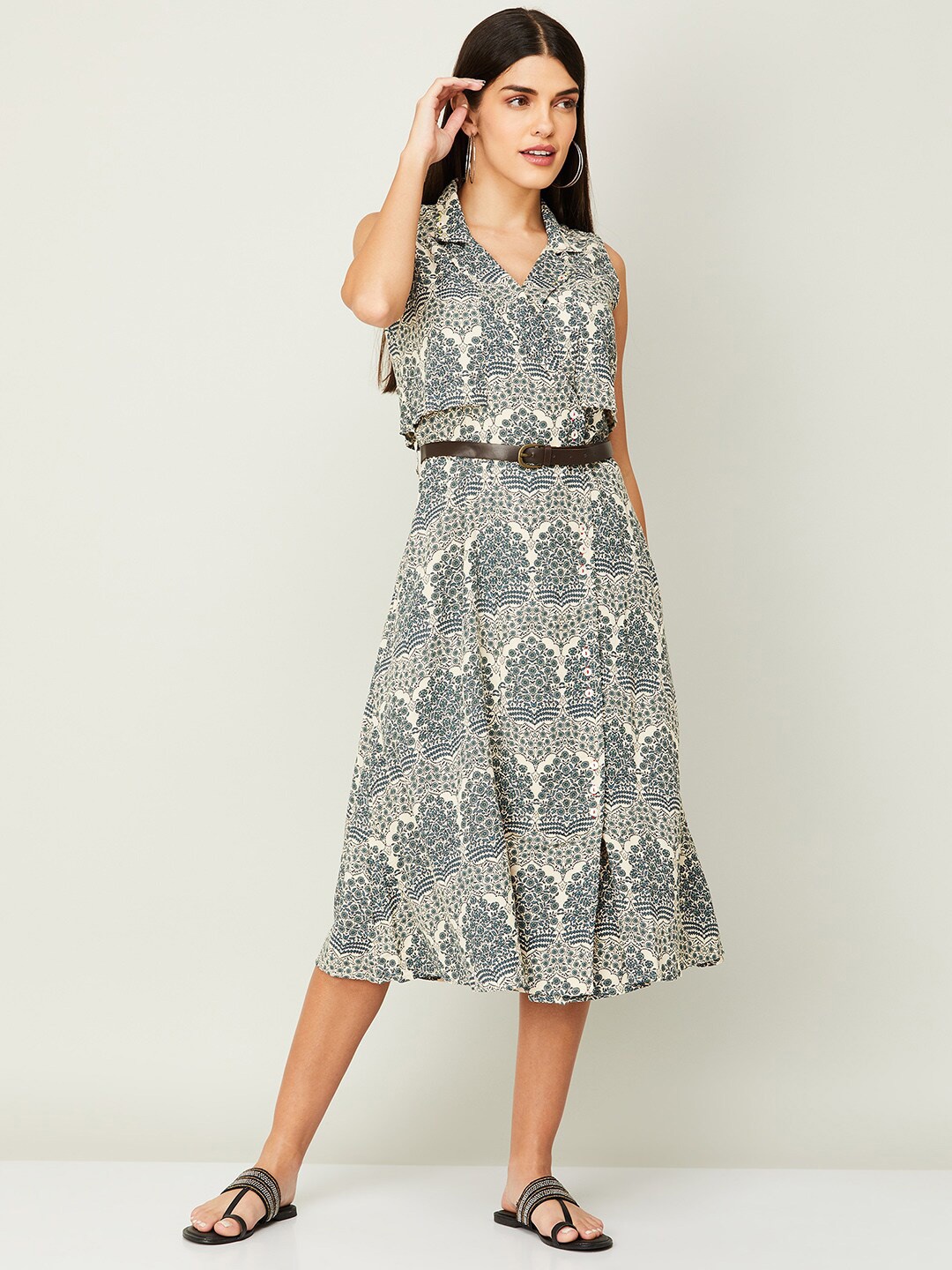 

Colour Me by Melange White A-Line Midi Dress