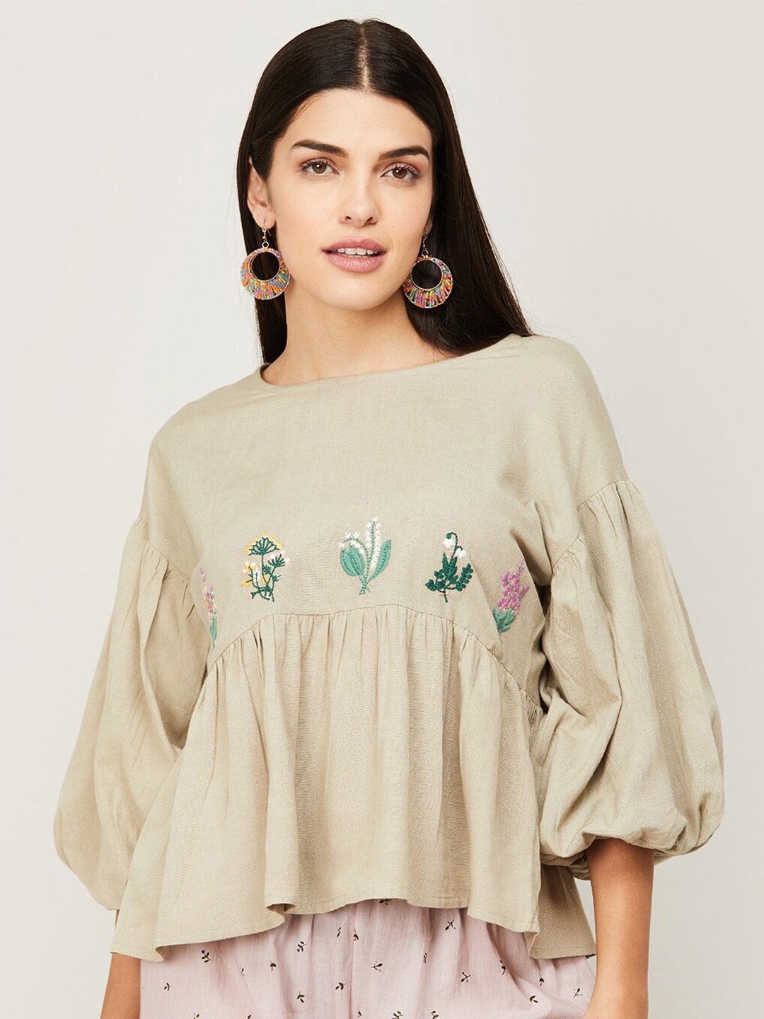 

Colour Me by Melange Olive Green Floral Top