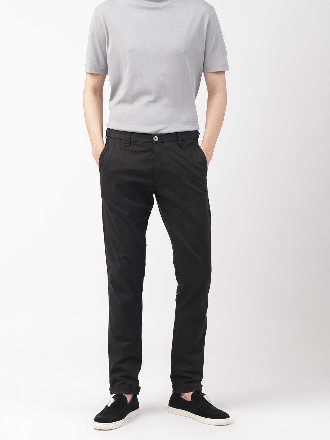 

RARE RABBIT Men Black Slim Fit Joggers Trousers