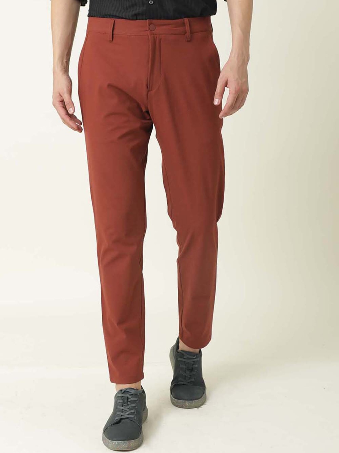 

RARE RABBIT Driver Mid-Rise Slim Fit Trouser, Rust