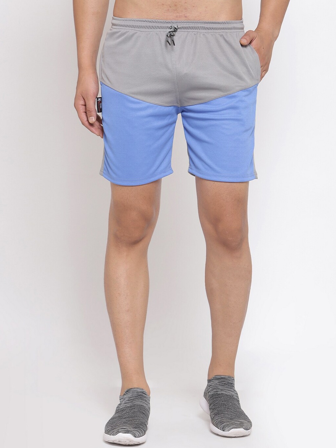 

KLOTTHE Men Grey & Blue Color Blocked Shorts