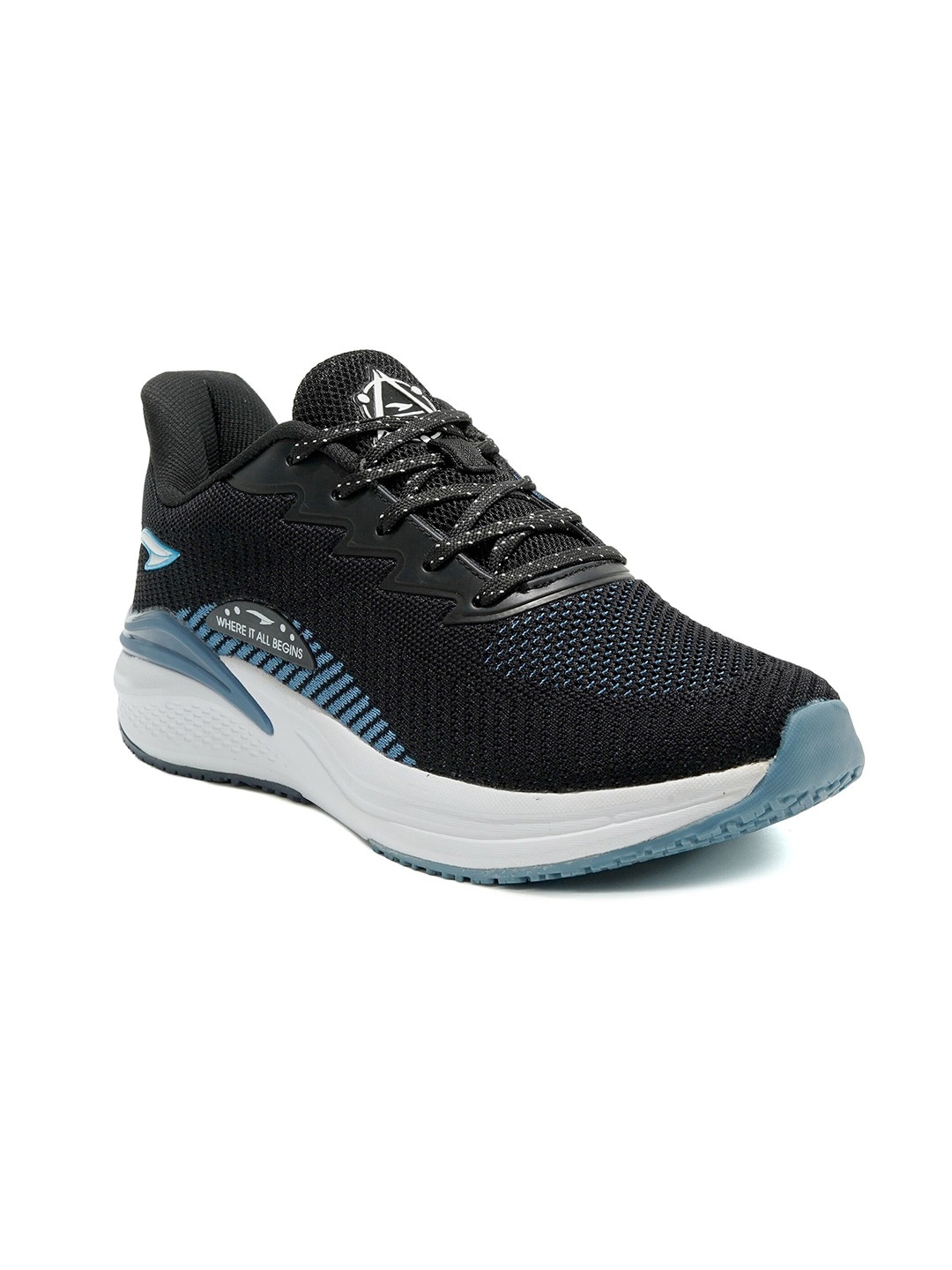

ASIAN Men Mesh High-Top Running Non-Marking Shoes, Black