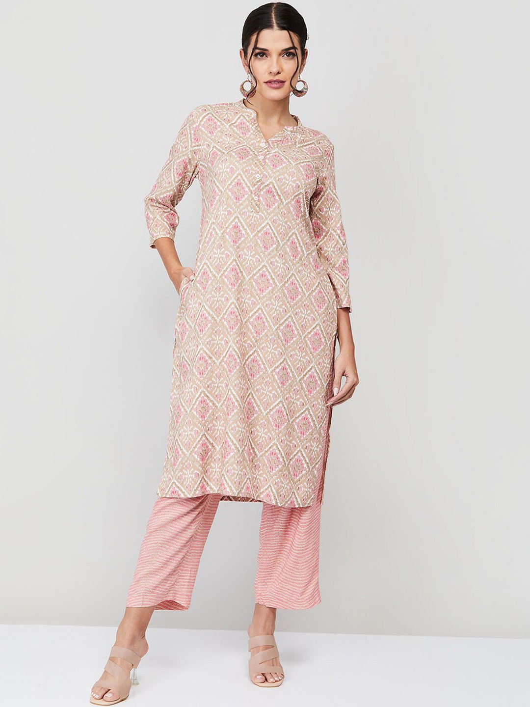 

Melange by Lifestyle Women Pink Printed Kurta with Trousers