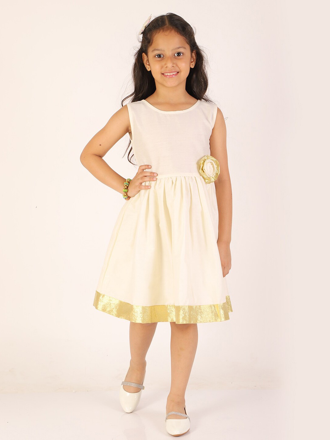 

JBN Creation Cream-Coloured Ethnic Dress