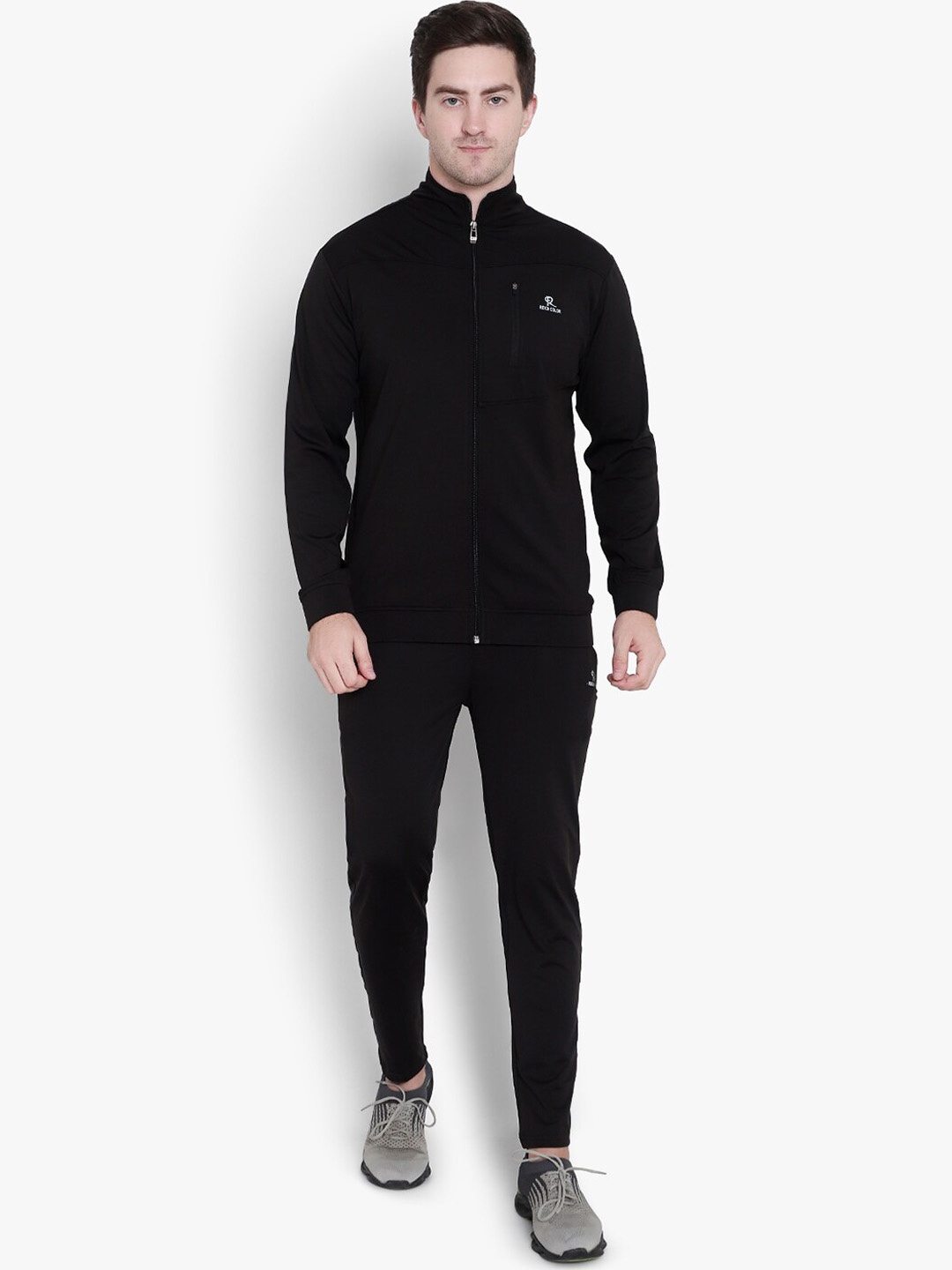 

Reich Color Men Solid Slim-Fit Sport Essentials Mock Collar Track Suit, Black