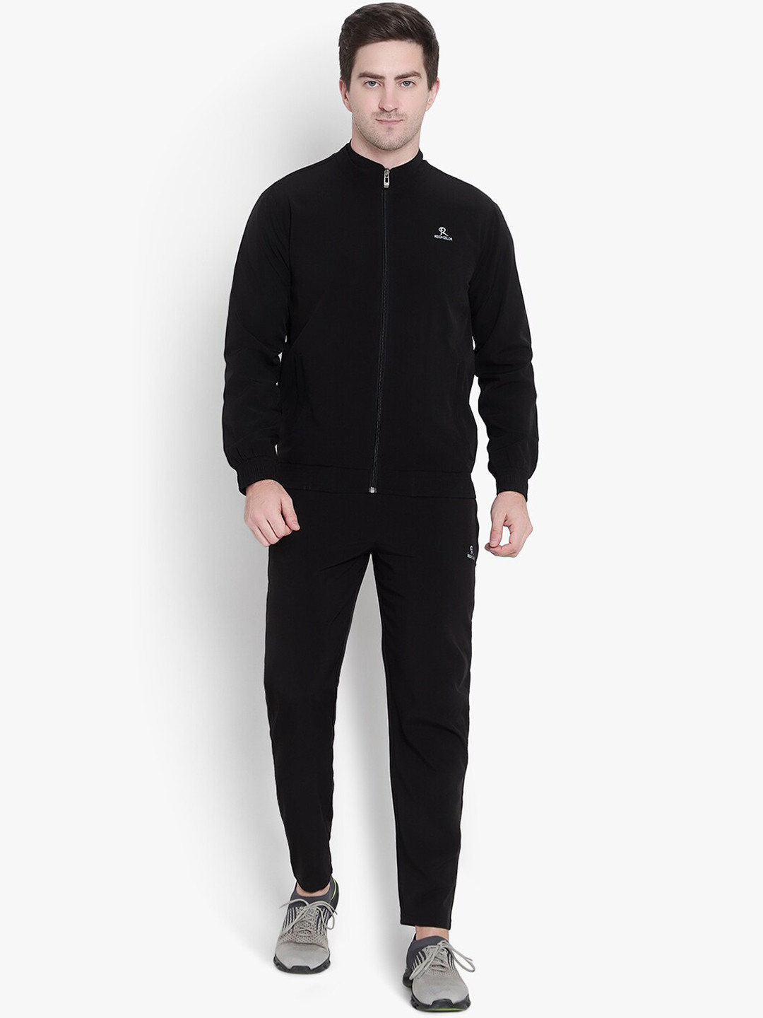 

Reich Color Men Solid Slim-Fit Sport Essentials Mock Collar Track Suit, Black