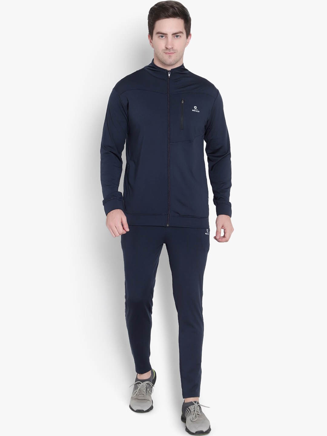

Reich Color Men Solid Slim-Fit Sport Essentials Mock Collar Track Suit, Navy blue