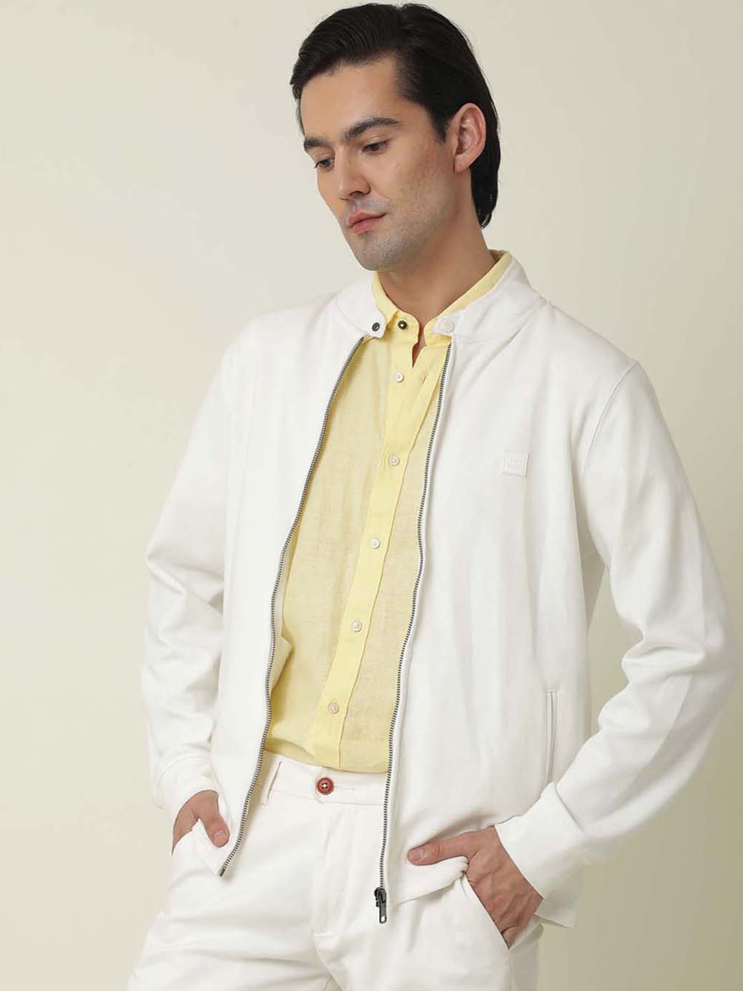 

RARE RABBIT Men Morris Tailored Fit Crop Jacket, Off white
