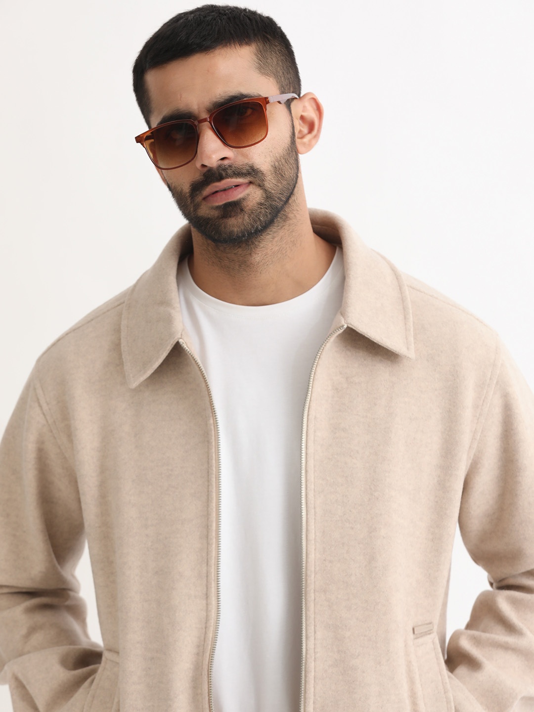 

RARE RABBIT Men Tweeder Tailored Fit Crop Jacket, Beige
