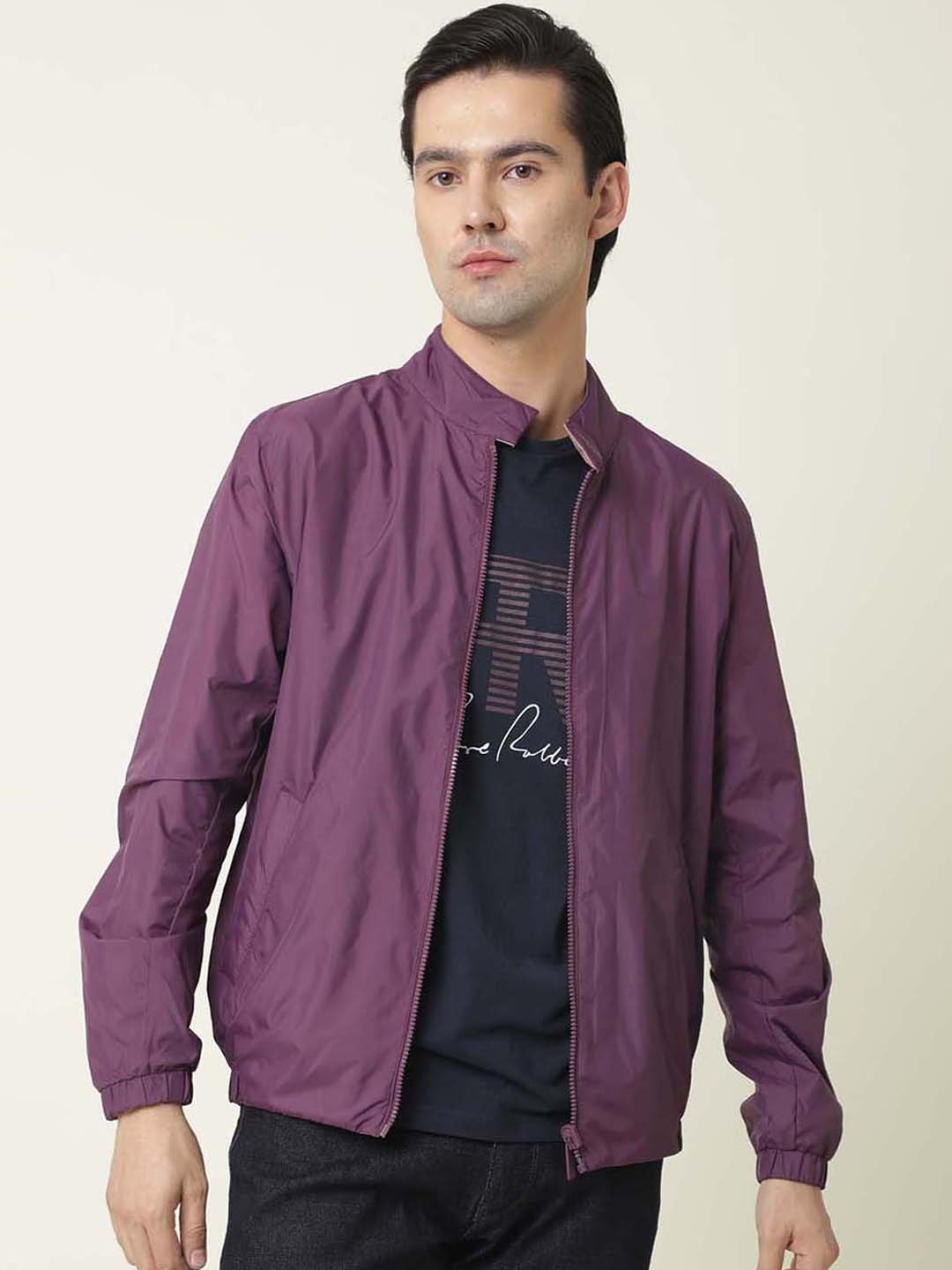 

RARE RABBIT Men Adol Tailored Fit Reversible Crop Sporty Jacket, Maroon