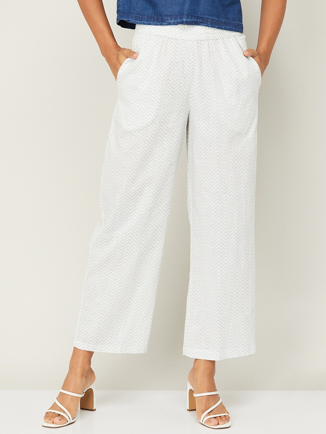 

Melange by Lifestyle Women White Textured Trousers