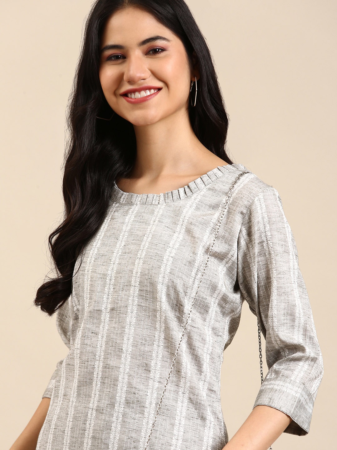 

SHOWOFF Women Grey Kurta with Trousers