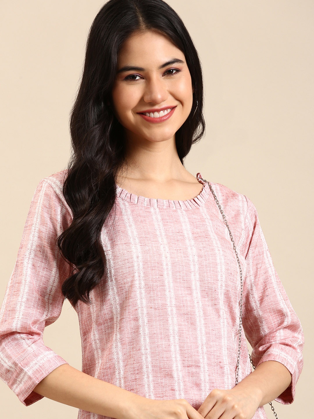 

SHOWOFF Women Pink Kurta with Trousers